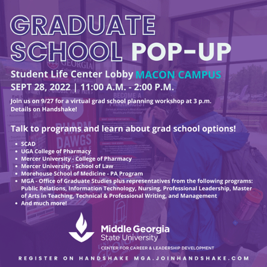 Graphic for CCLD's grad school networking event. 